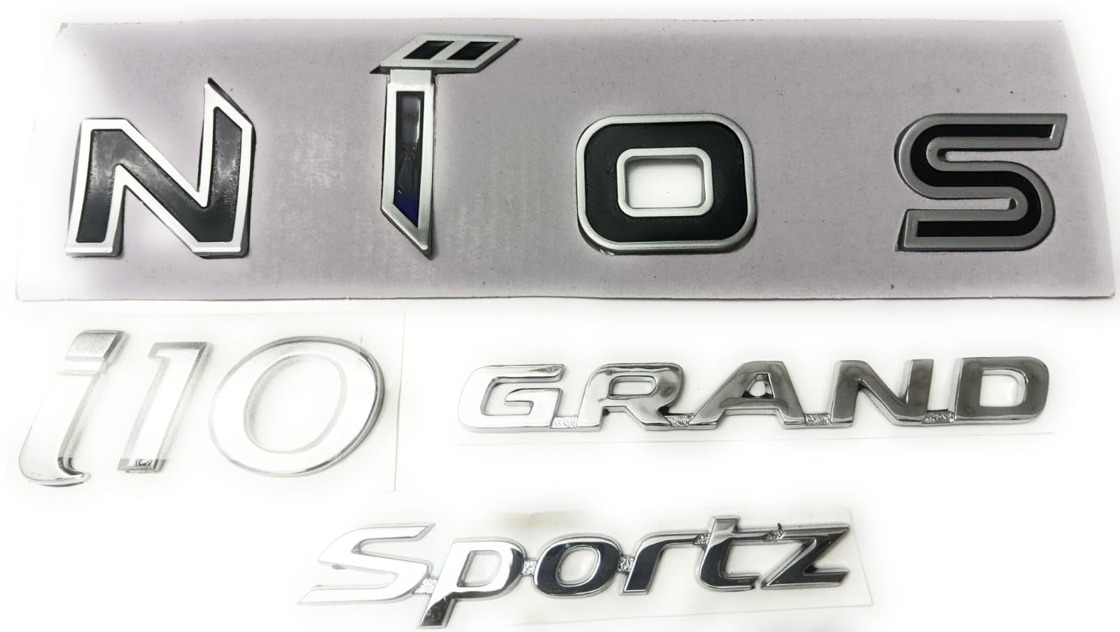 Car 3D Emblem Chrome Finish Logo Monogram Compatible with i10 Grand NIOS Sportz Nameplate Front & Rear Badge-image-5