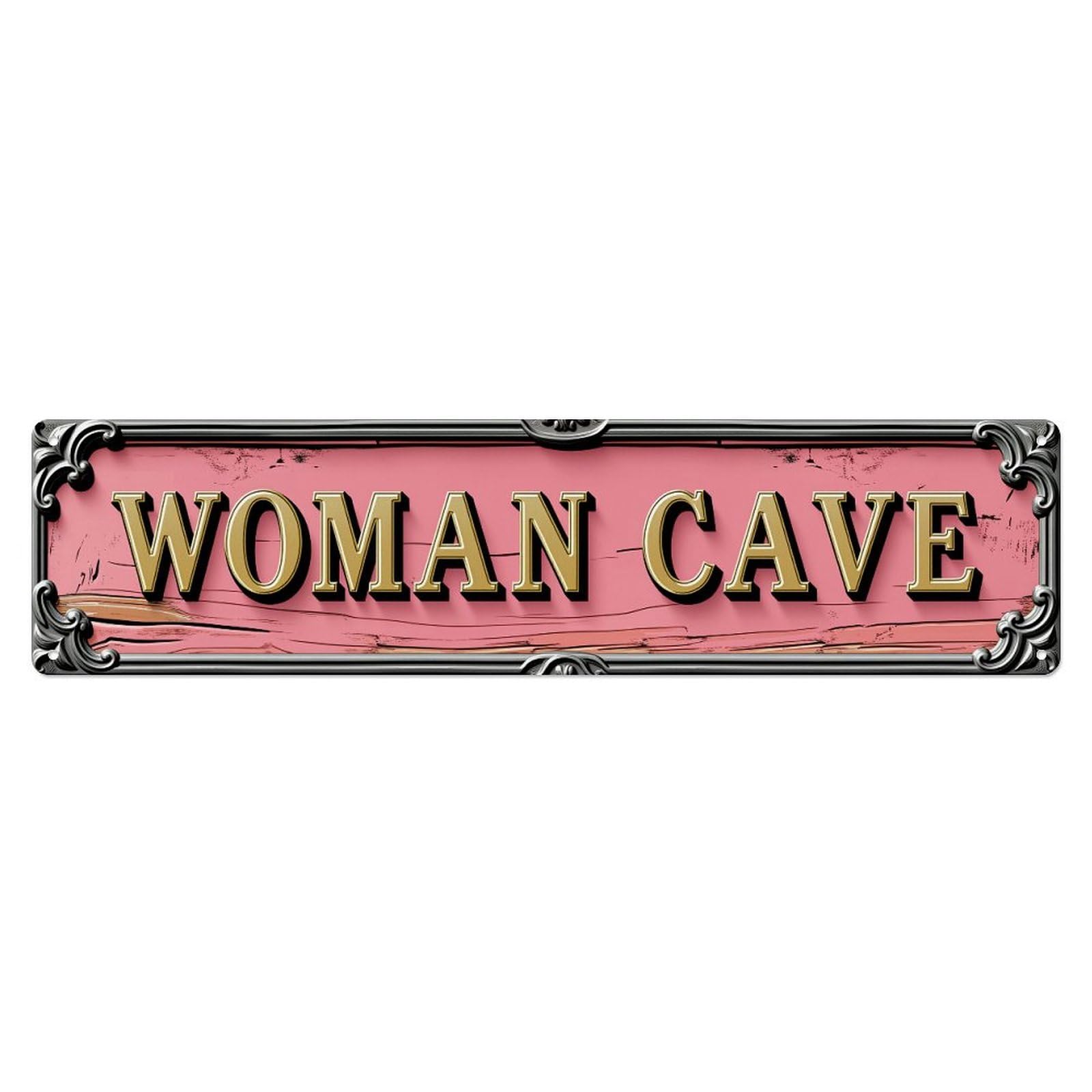 Jdyaojiesheng Vintage Woman Cave Sign Pattern Print Tin Sign Retro Metal Wall Decor Metal Poster, Home Bar Garage Farmhouse Cafe Wall Art Decoration 4X16inch