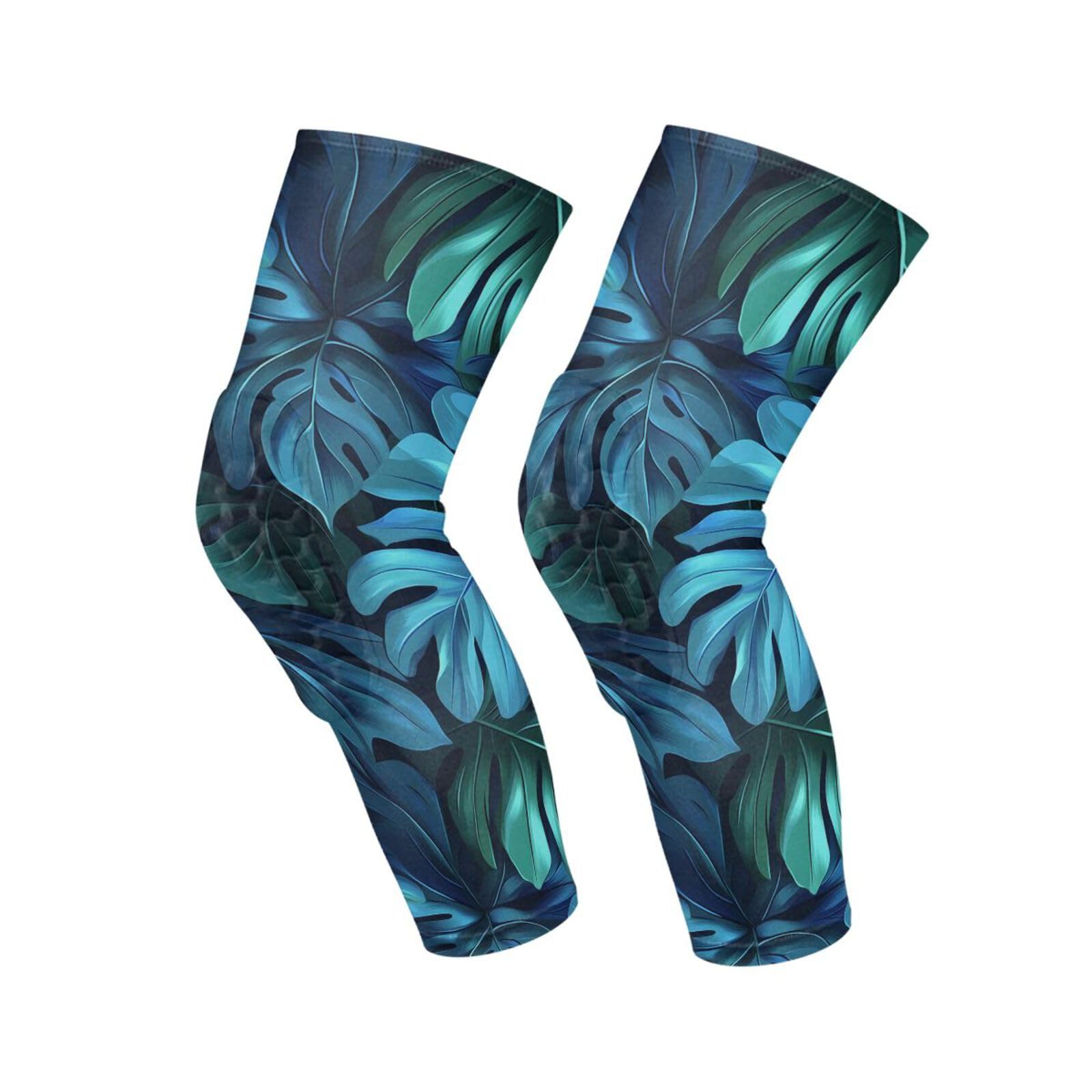 JUNZAN Tropical Monstera Basketball Knee Pads for Youth Kids Wrestling Knee Pads with Sleeves Sport Kneepads for Volleyball Football
