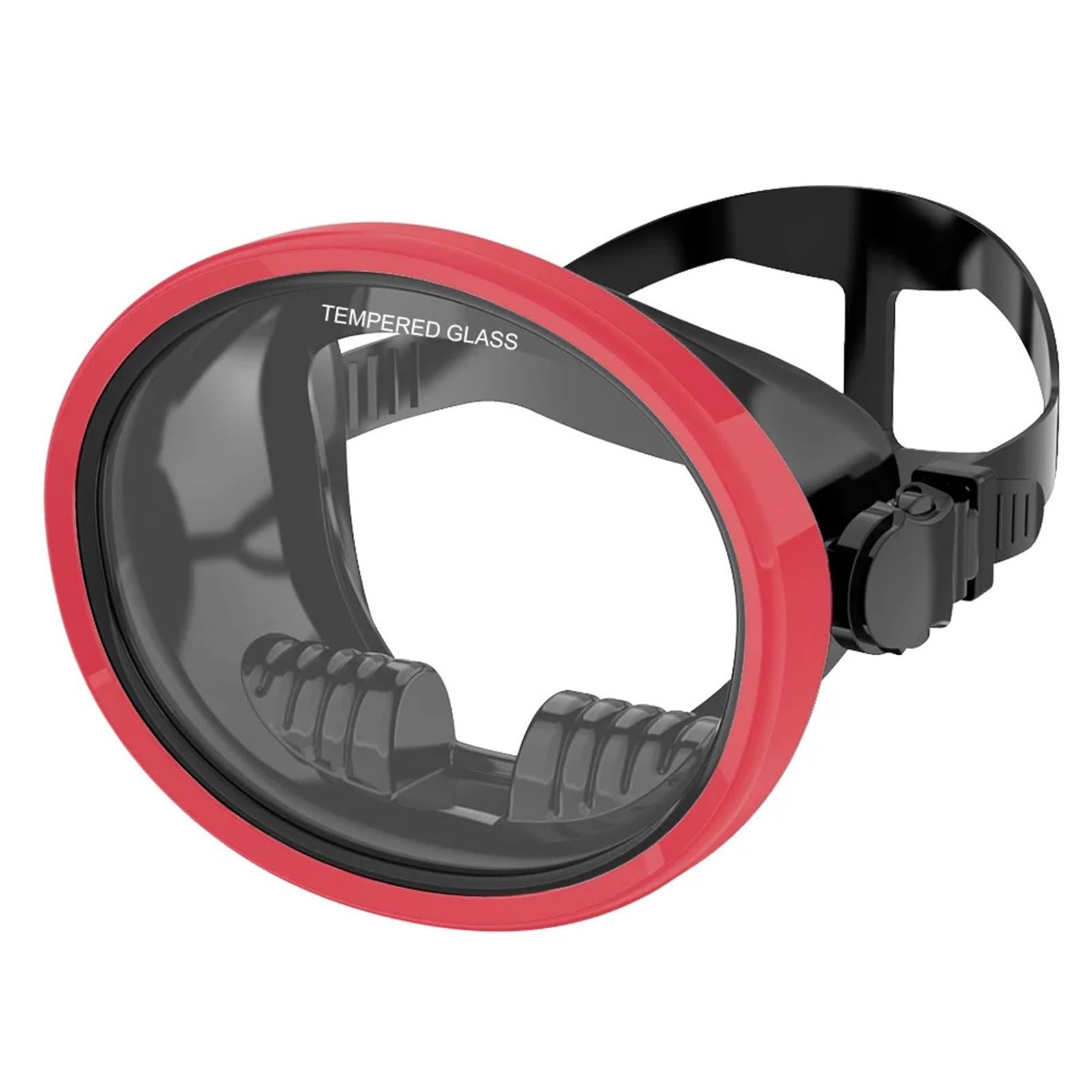 Masque Masques de plongée Masque de plongée Ovale Masque de Chasse sous-Marine Classique Style rétro Panoramique Large Vue Lunettes de plongée Verre trempé(RedBlack)
