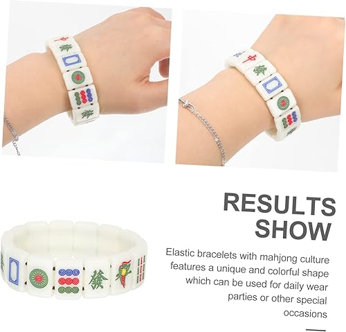 Miniatura 9 de Toyvian 5 pulseras únicas de Mahjong para parejas, pulseras Mahjong para parejas, pulsera con forma de Mahjong, pulseras redondeadas Mah-Jong,