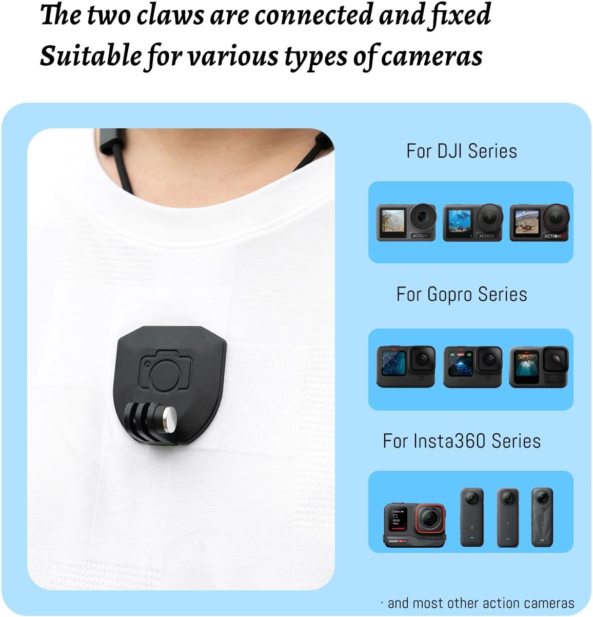 Magnetic Neck Mount Compatible with GoPro Hero 13/12/11, for Insta360 X5/X4/X3/Ace Pro 2, for DJI OSMO Action 5/4/3 Pro Action Camera, Mount Holder with Long Screw and Adjustable Lanyard