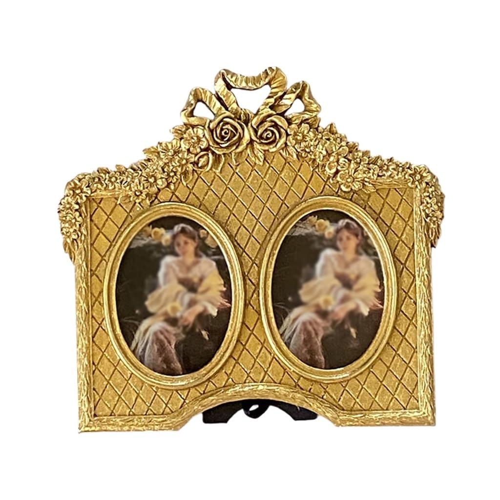 Picture Frames, Resin Frame, Gold Border, Oval Shaped Picture, Decorative Combination