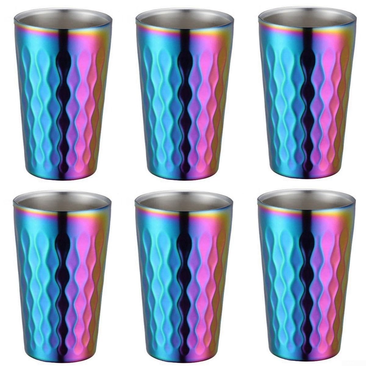 330ML Stainless Steel Drinking Mugs, Set of 6 Double Wall Insulated Water Cups, Stackable Coffee Mugs for Camping, Picnics, Outdoor Events, Dishwasher Safe(Red)