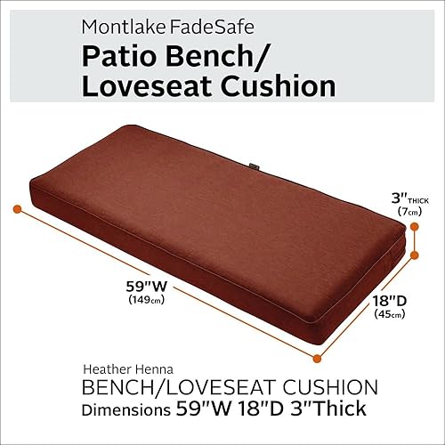 Miniatura 2 de Classic Accessories, Montlake FadeSafe - Cojín para banco o sofá de dos puestos de exteriores y patio, tela resistente al agua, 59x18x3 pulgadas,