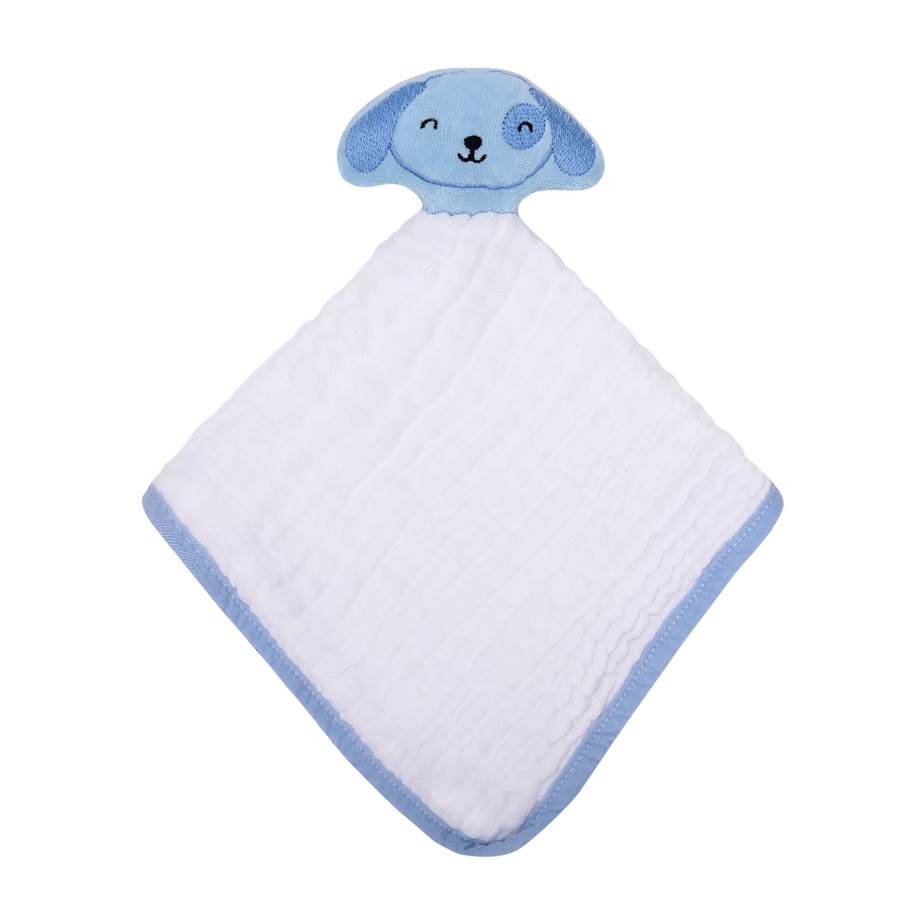 Mami Viscose Made from Bamboo Muslin Security Blanket Cute Baby Lovey, 13 x 13 inches, Baby Gift (Blue Puppy)