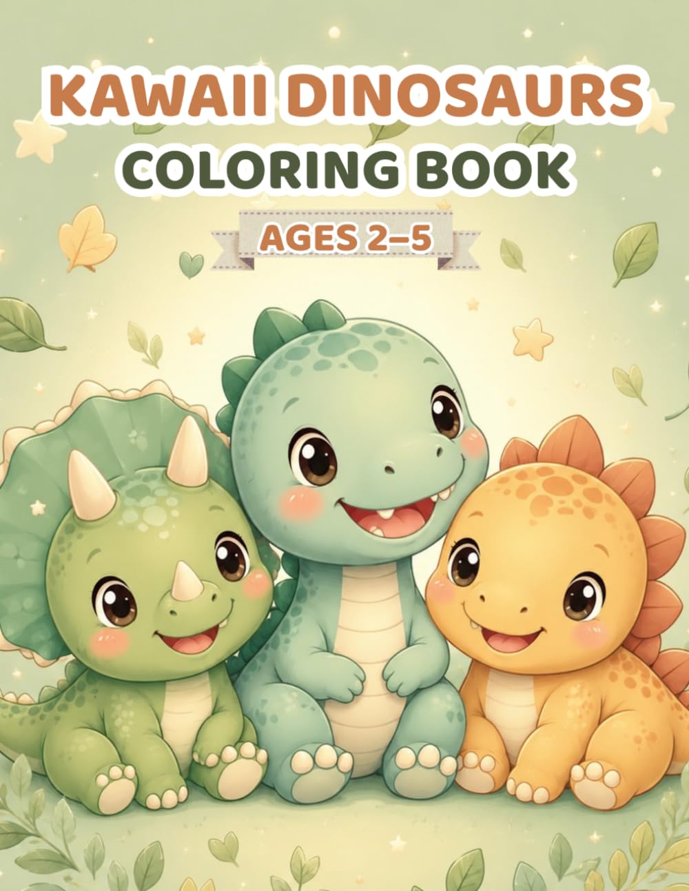 Cute Kawaii Dinosaurs Coloring Book for Kids Ages 2-5: Cute and Easy Dinosaur Coloring Pages for Toddlers and Preschool Kids with Fun Kawaii Dinosaurs