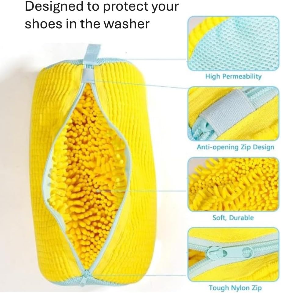 Shoe Laundry Cleaning Bag for Sneakers Tennis Shoes, 1pc Shoe Washing Machine bag, 2 Pairs of Adjustable Shoe Trees, 1 Cleaning Shoe Brush, 1 Bag for Drying Shoes, bolsa de zapatos para lavadora