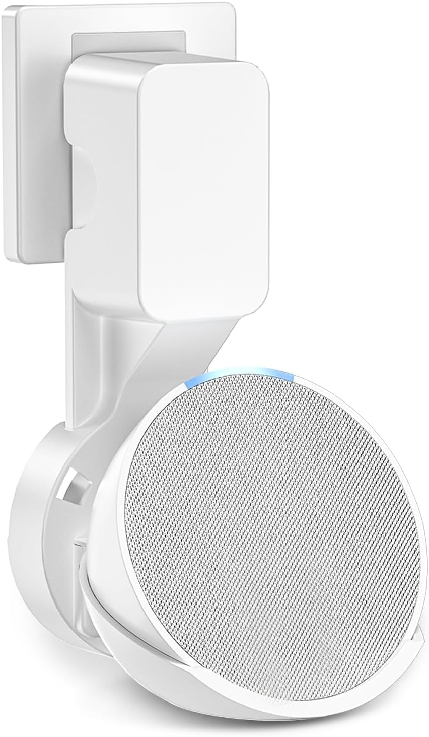 CENXI Wall Mount Holder for Echo Pop, Outlet Hanger Stand for Echo Pop, Built-in Cable Management (White)