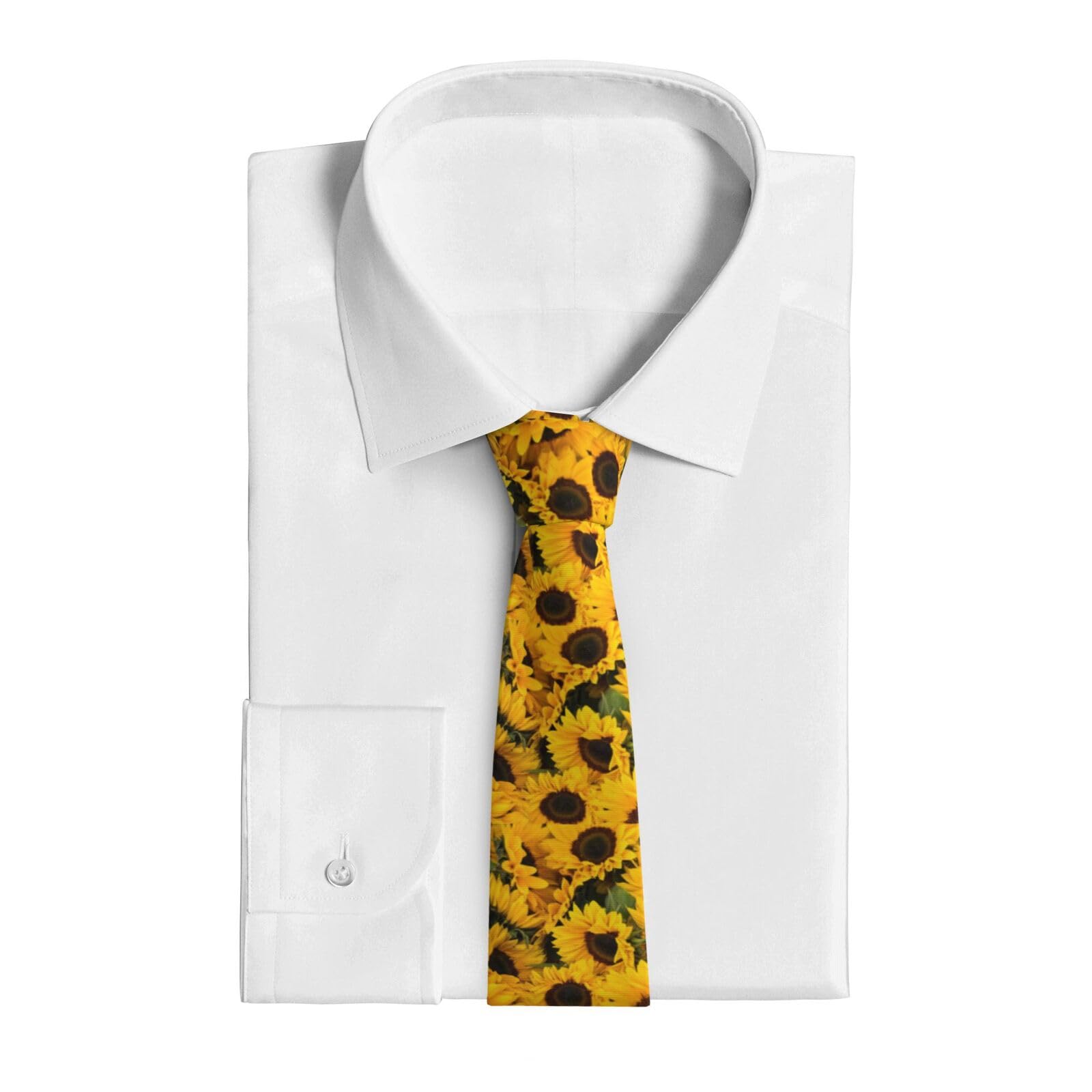 VducK Men's Sunflower Printed Necktie, Business Casual, One Size, Polyester, Floral Pattern, ALL Occasions, Adult, Male