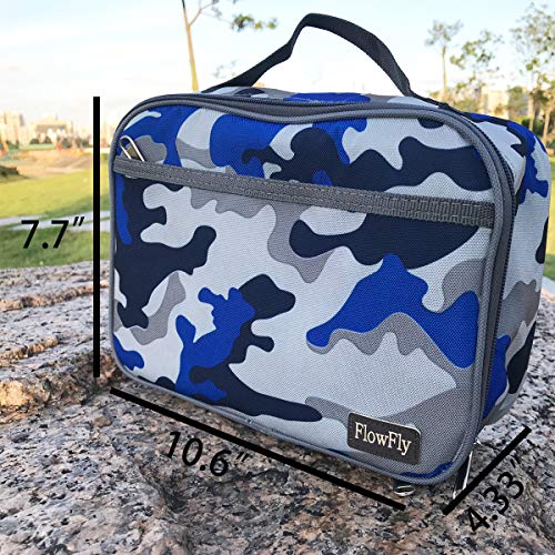 FlowFly Kids Lunch box Insulated Soft Bag Mini Cooler Back to School Thermal Meal Tote Kit for Girls, Boys,Blue Camo - Image 5
