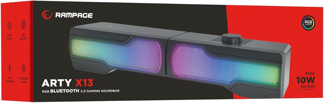 Rampage Arty X13 2.0 Bluetooth Rms 3W*2 RGB Illuminated Multimedia Usb 5V 45dB Gaming Player Speaker