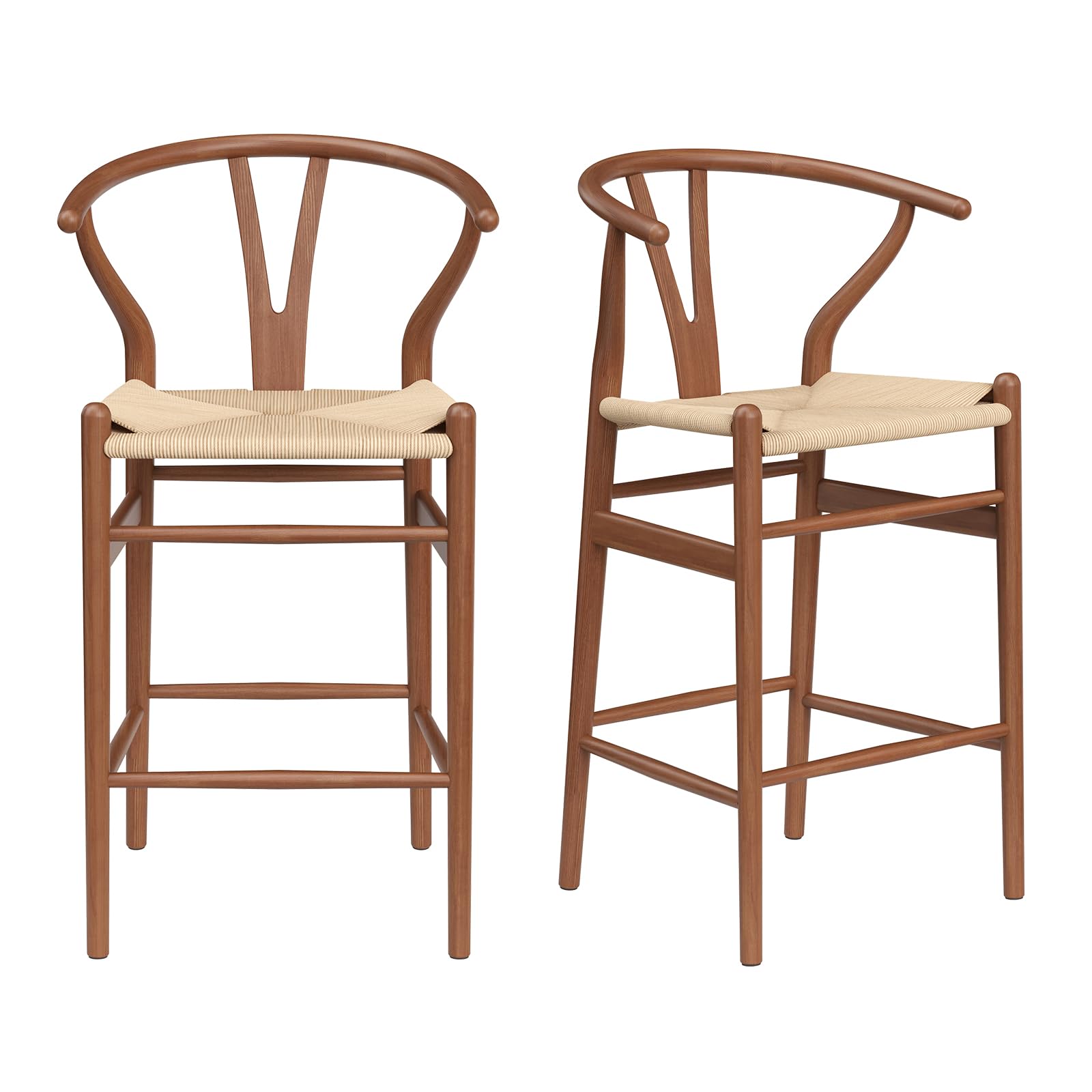Farini Sgabello da bar completamente assemblato,Sgabello da bar altezza contatore tessuto per isola cucina,Noce