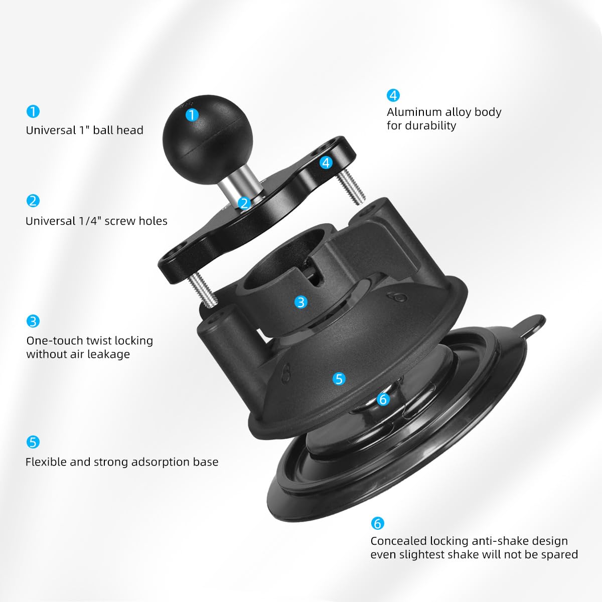 RAM Mounts Base De Ventosa Compuesta Twist Lock Con Bola RAP B 224 1U Con Bola De 1 0 In Colombia