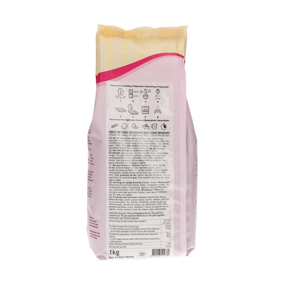 FunCakes Preparado para Cake Brownie: Fácil de Usar, para Brownies y Pasteles de Chocolate con Un Rico Sabor a Chocolate, Halal. 1 Kg. 1000 g