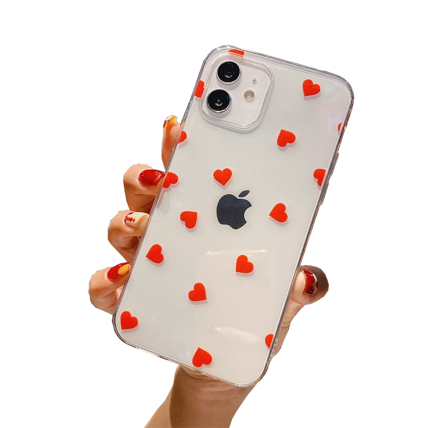 Einaily Hülle für iPhone 13 Case Crystal Clear Handyhülle Mode Chic Muster Ultra Dünn TPU Silikon Herz Bumper Stoßfest Kratzfest Schutzhülle für iPhone 13 Slim Case Cover