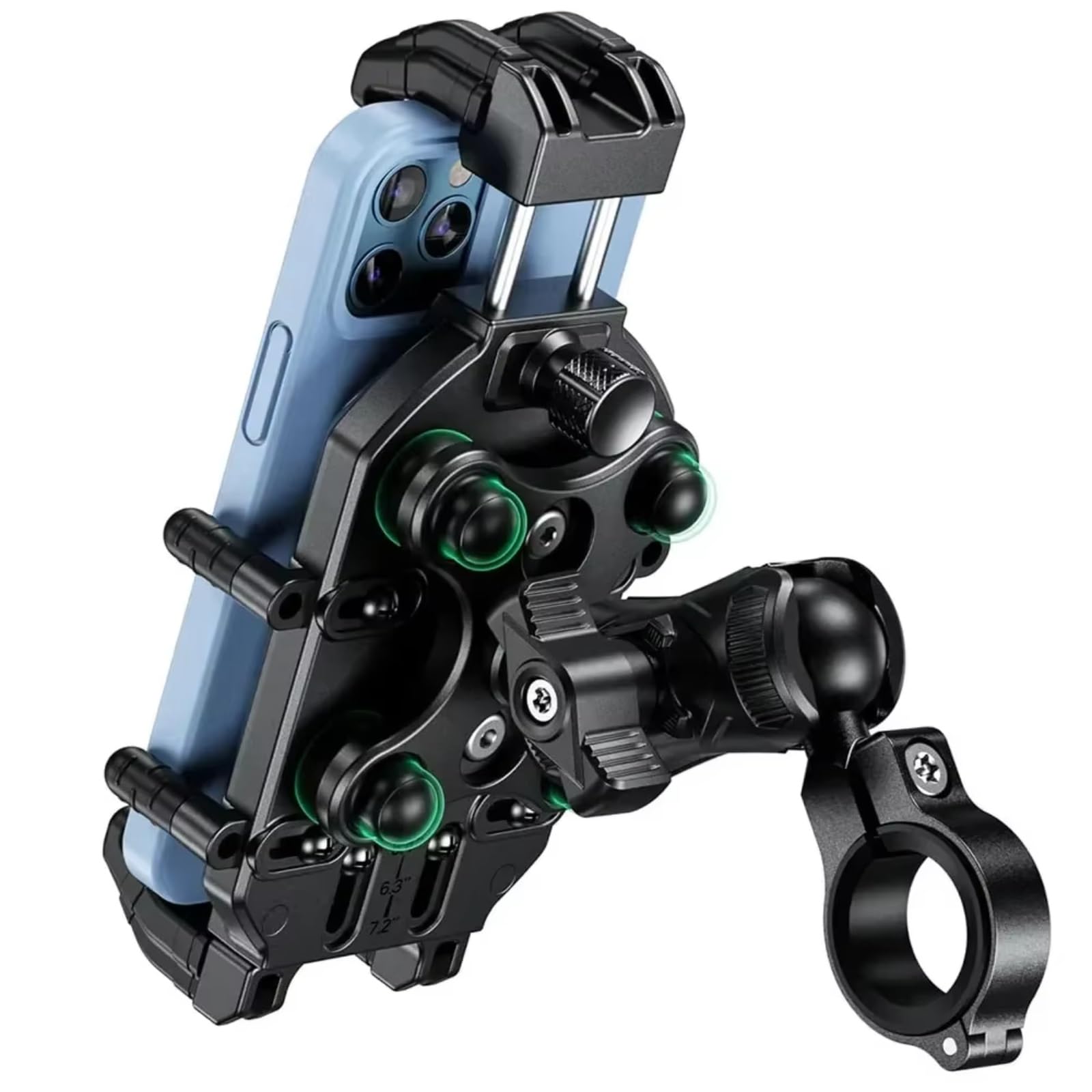 Moto Support Téléphone Support Téléphone pour Moto avec Amortisseur Vibrations Antivol pour Guidon Vélo 54 À 72 Pouces(D)