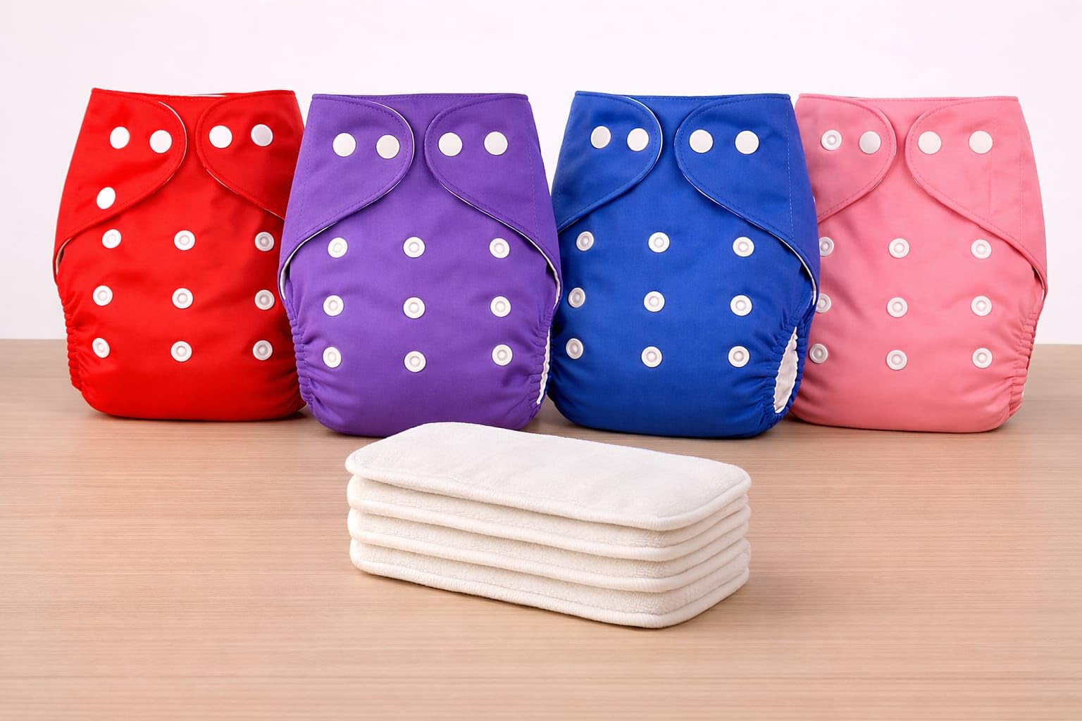 sparkle reusable cloth diaper combo pack of 4 with 4 soft absorbent inserts | adjustable snap buttons | leak-proof & washable baby diapers for newborn to toddler