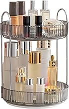Satpurush 360° Rotating Makeup Organizer Box - Cosmetic Storage with Drawers, Plastic Makeup Holder Stand for Dressing Table, Lipsticks, Nail Polishes & Accessories (2 Layer, Light Grey)