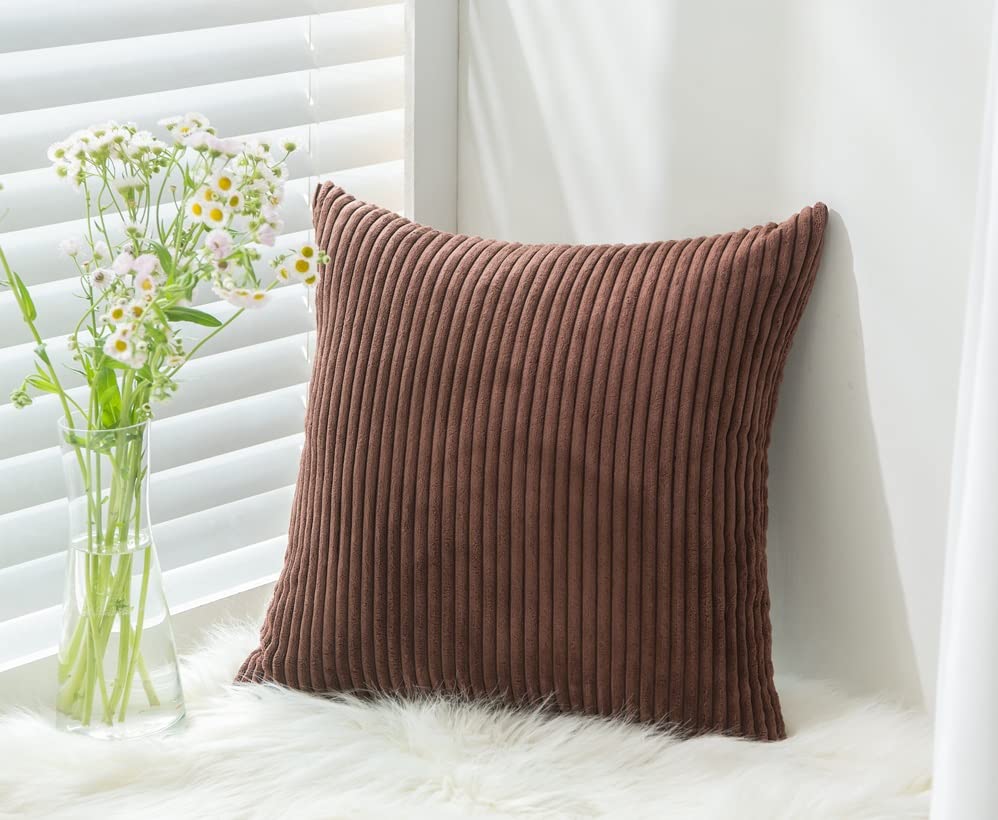 RKAAS HOME Pack of 4 Super Soft Decorative Luxurious Corduroy Square Cushion Cover for Living Room Sofa Couch Bed 55cm x 55cm 22x22 Inches (Pack of 4