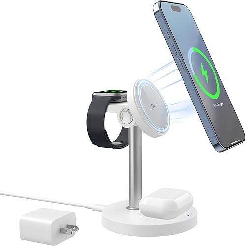 Miniatura 8 de Estación de carga inalámbrica 3 en 1 Qi2 Mag-Safe Cargador para Apple, soporte de cargador inalámbrico rápido de 15 W para iPhone 1615141312,