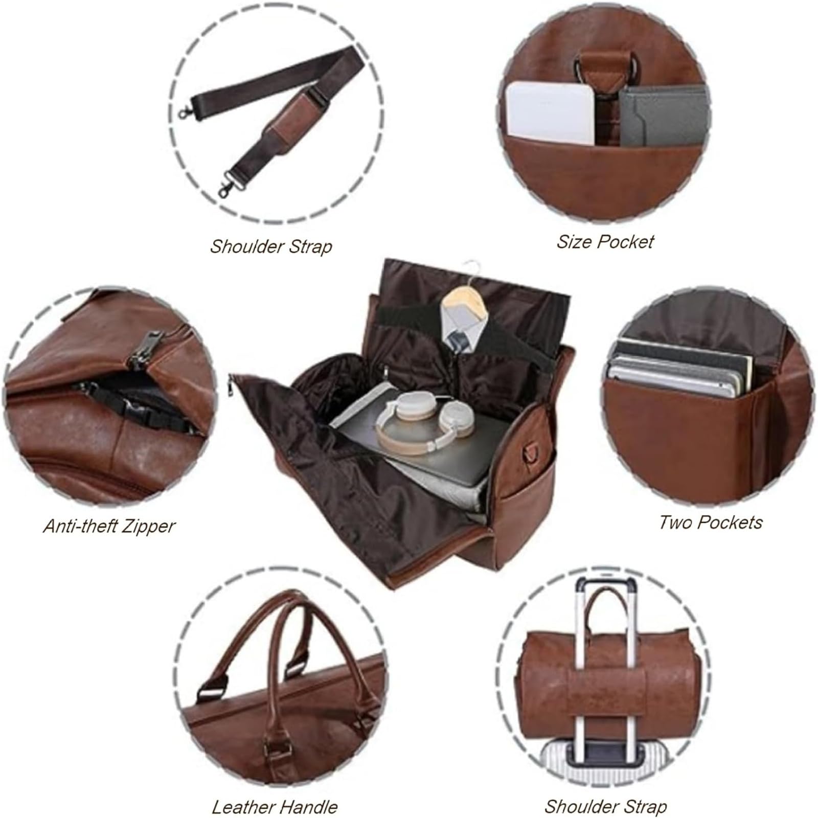 Hixingo Bolsa de Viaje Plegable para Trajes, 2 en 1 Convertible Bolsa de Lona para Ropa Vestidos Bolsa Portatrajes Viaje para Mujer y Hombre (Gris Claro,56x33x32cm)