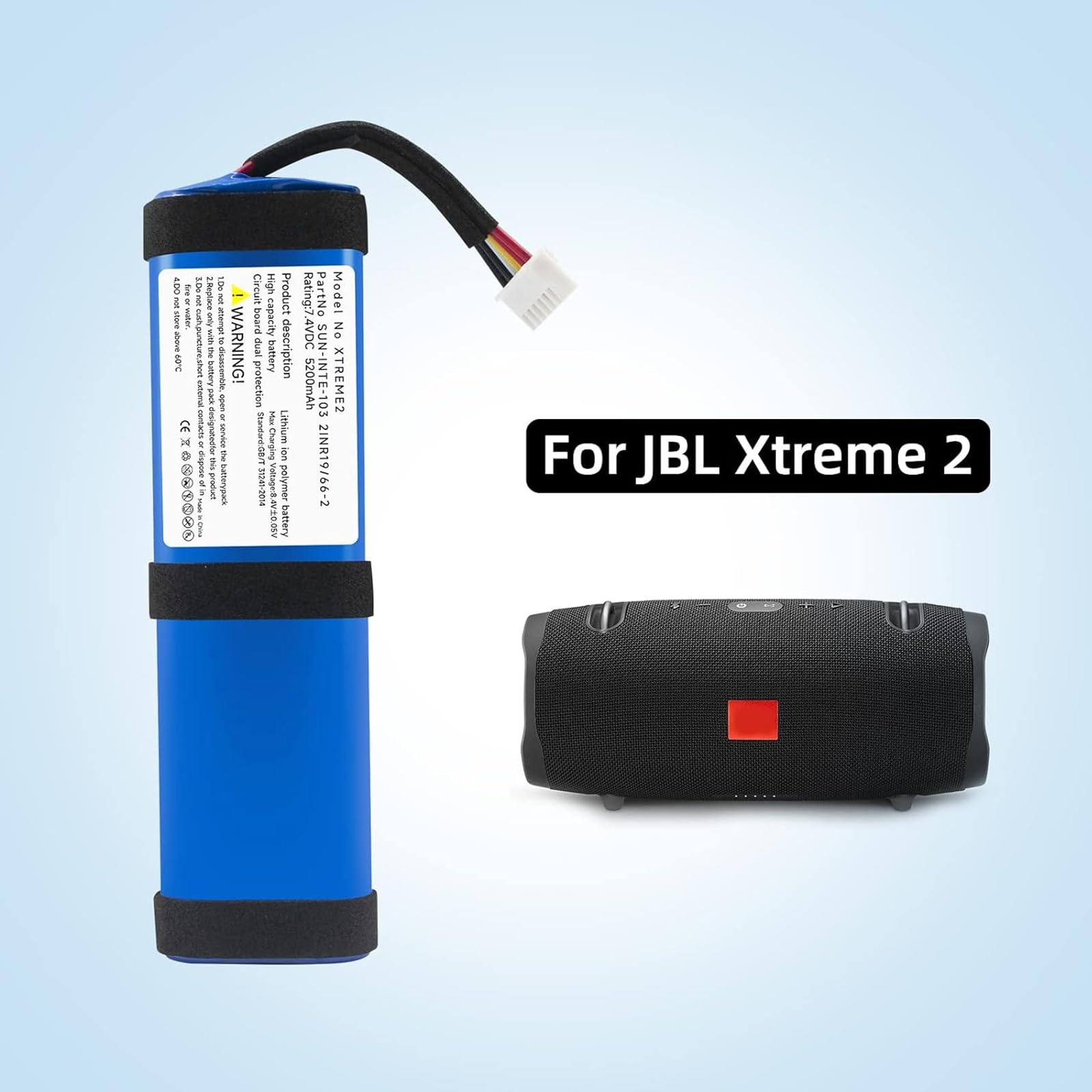 5200mAh Replacement Battery For JBL Xtreme 2 - SUN-INTE-103, 2INR19/66-2