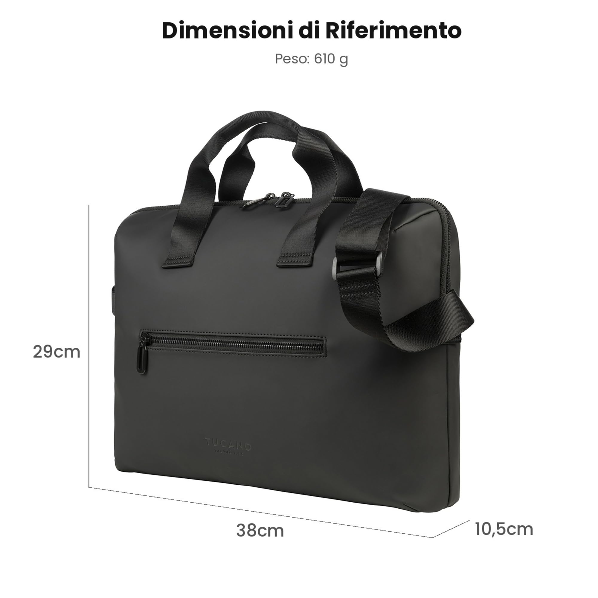 Tucano, Gommo Bag Borsa Porta Pc per MacBook e Laptop 15.6" e 16", Porta Computer Imbottito con Tracolla e Tasca Esterna, in Materiale Gommato Water Resistant, Borsa Lavoro Uomo Donna