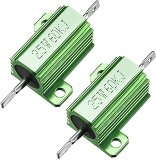 Tool parts 25W 60k Ohm Aluminium Housing Chassis Mount Wirewound Power Resistors for Green 2pcs