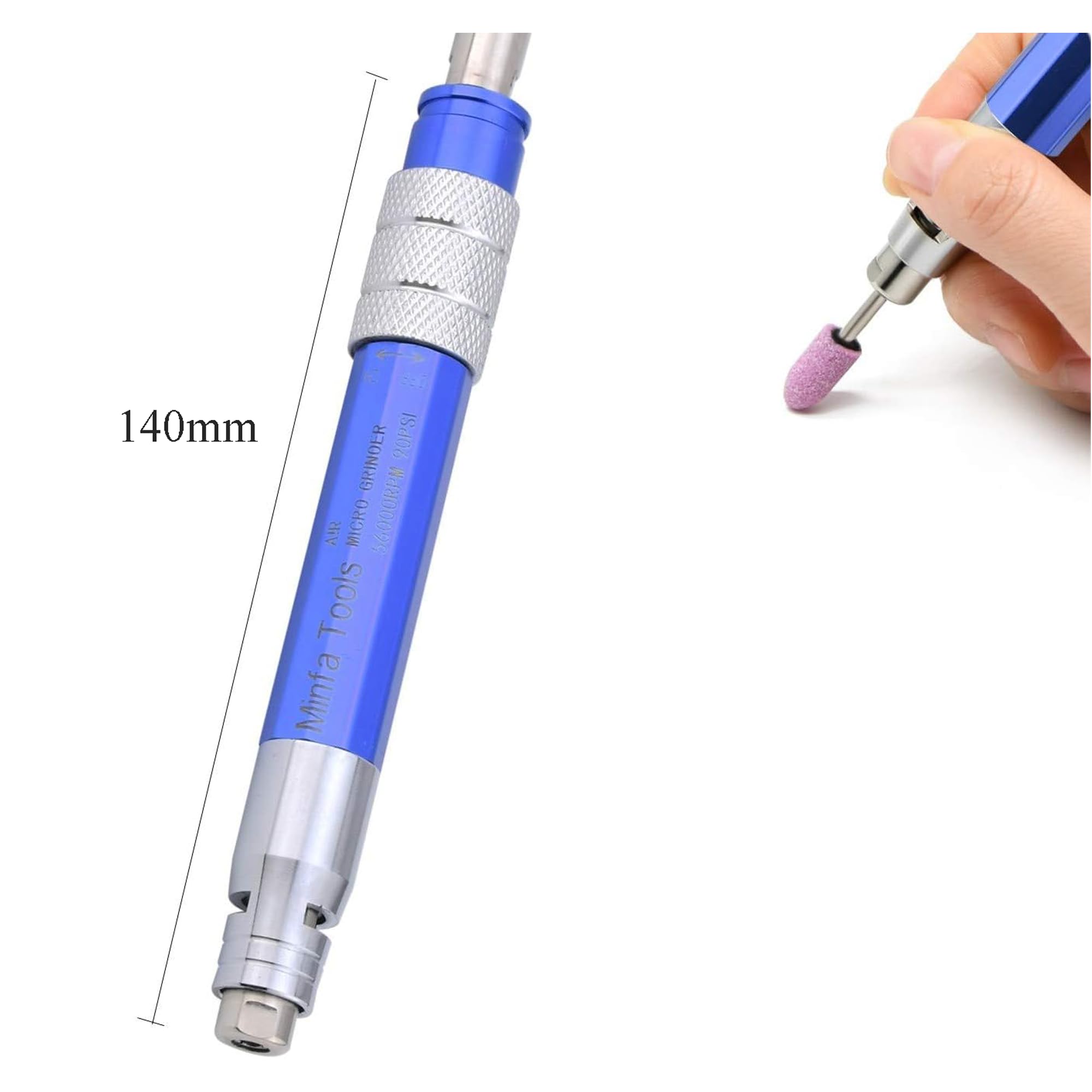 Set di levigatrici ad aria compressa, 3 mm, mini matita, strumento di taglio a matita pneumatica, per levigatura di precisione e lucidatura, 56000 giri/min