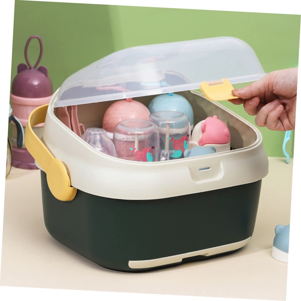Trockenbox für Babyflaschen aus Pp mit Staubschutz und Abtropffunktion Aufbewahrungsbox für Milchflaschen zur Hygienischen Lagerung und Trocknen