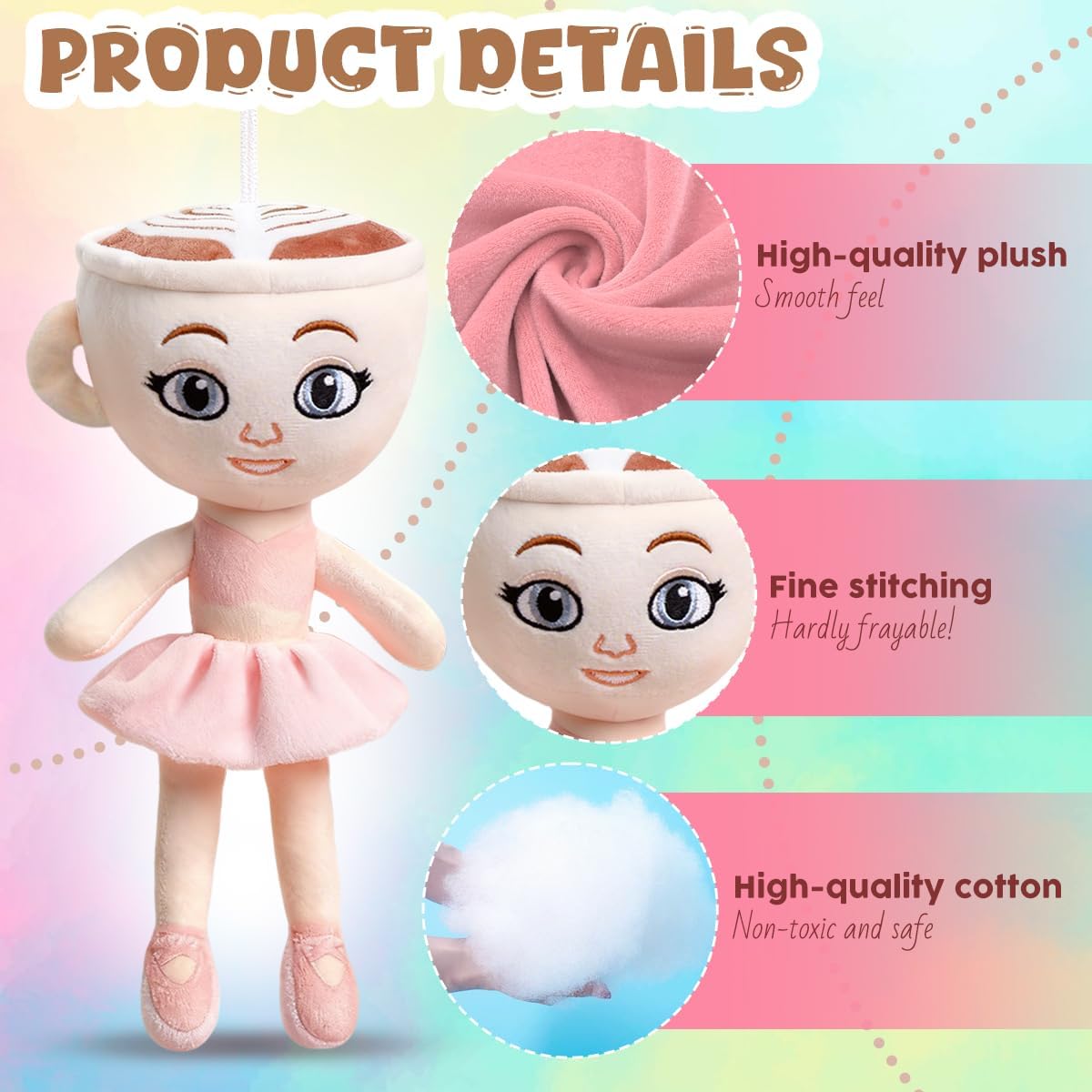 GTJEOI Peluche Tralalero Tralala, 24cm Ballerina Cappuccina Peluche, Peluche Italian Brainrot per Bambini e Adulti, Tung Tung Tung Sahur, Regalo per Fan e Collezionisti - 5