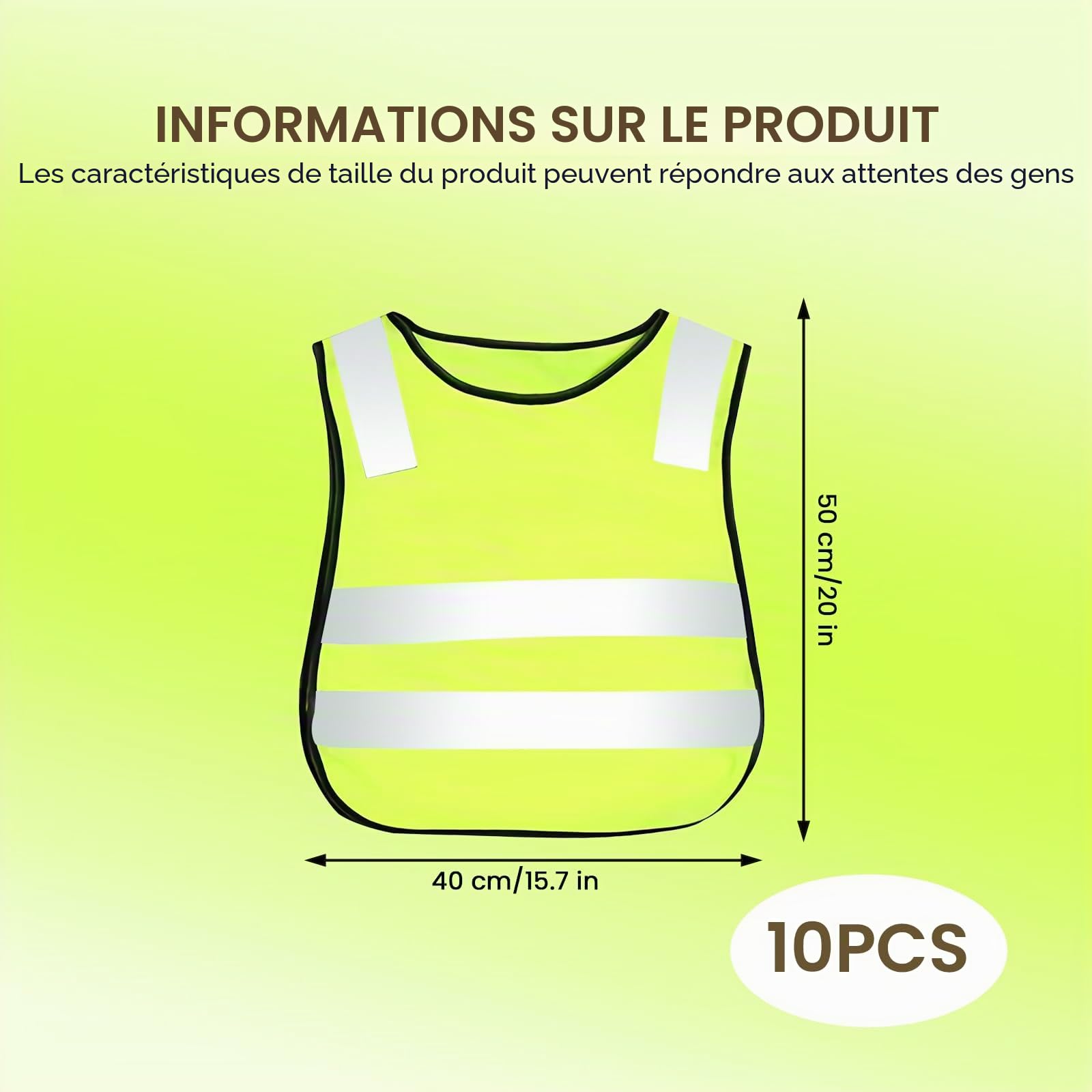 PORFOYO 10 Pièces Gilet De Sécurité pour Enfant, Gilet De Sécurité Réfléchissant, Gilet Reflechissant Enfant, Gilet De Sécurité Enfants, Gilet De Sécurité Haute Visibilité, pour Les Écoles, Le Sport