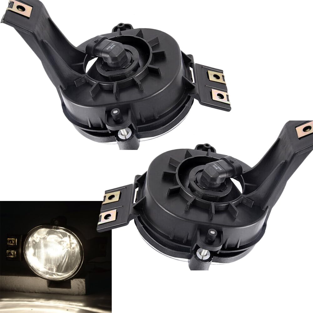1 Pair Front Bumper Fog Light 55077475AC, White Fog Lamps Replacements with Halogen Bulbs, 2002-2008 Compatible with Dodge Ram 1500