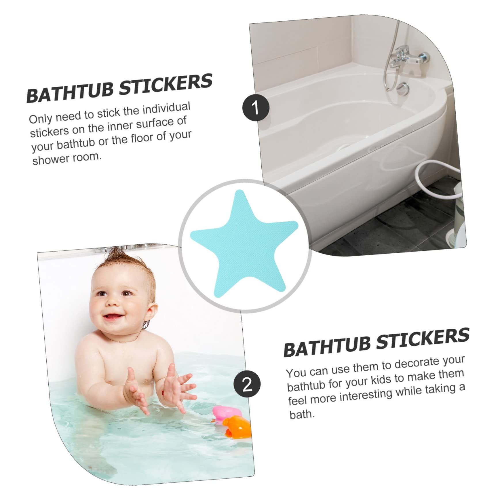 STOBAZA Pegatinas Antideslizantes Baño Adhesivas Seguridad Ducha Bañera Autoadhesivas Peva Impermeables Estrellas Azules para Suelo Baño 20 Piezas X 4