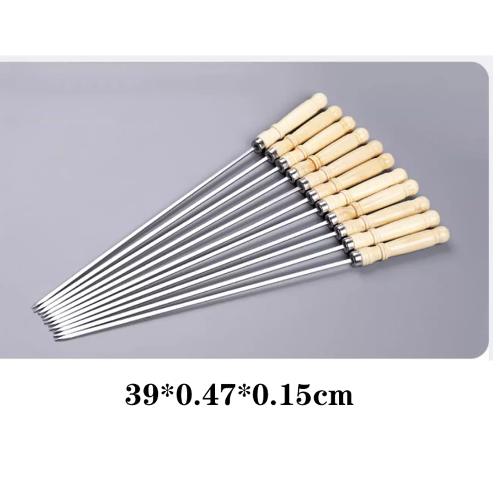 Brochetas reutilizables for asar a la parrilla, palos for brochetas planas familiares, acero inoxidable con mango de madera, antideslizantes y resistentes al desgaste, accesorios for barbacoa ( Size :