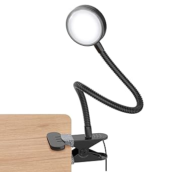 New Version LEPOWER Metal Clip On Light Reading Lights Bed Light 3 Color Temperature Settings Stepless Adjustable Brightness Clip Lamp for Desk, Bed Headboard and Computers(Black)-No AC Adapter