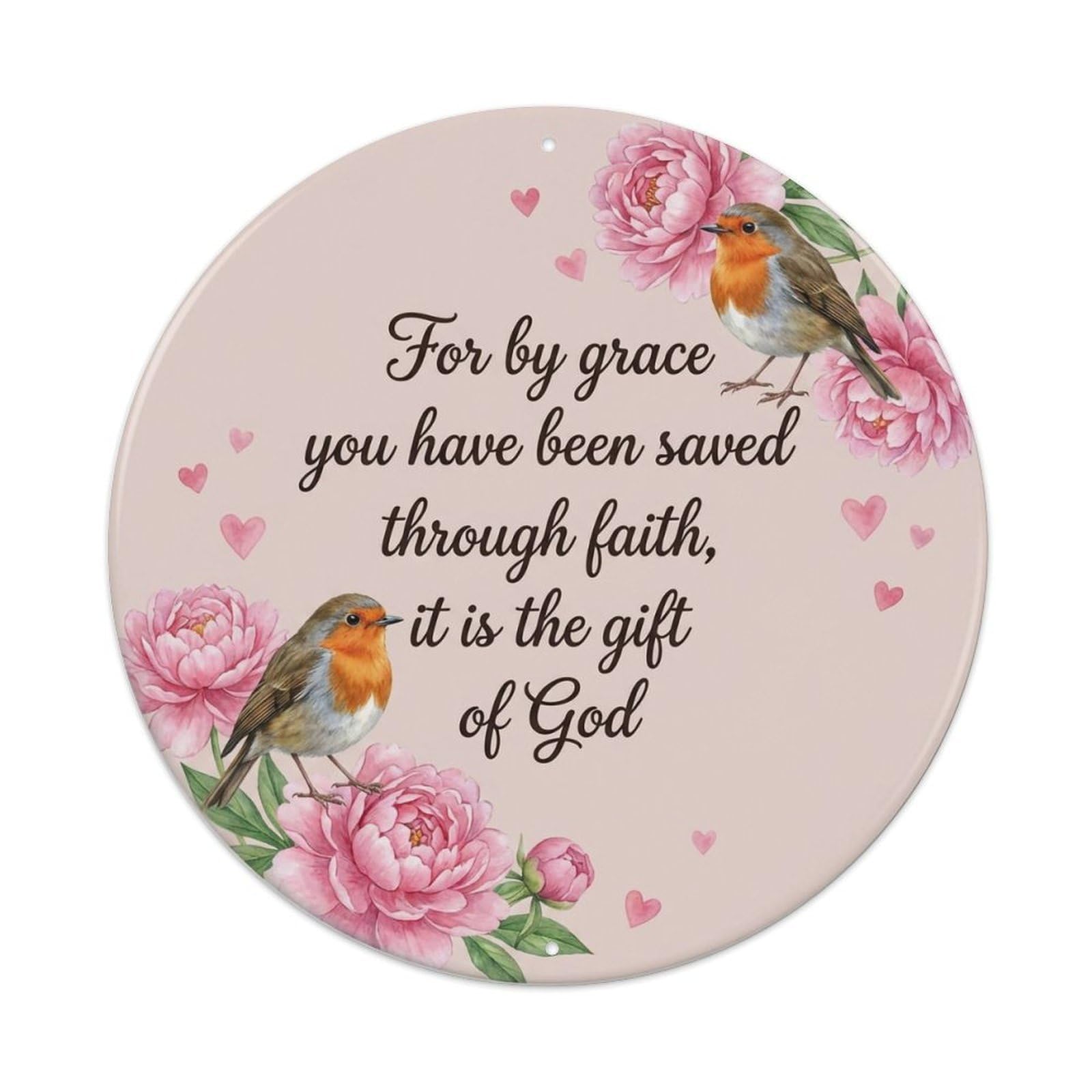Okahys 8X8inch(20X20cm) European Robin Garden Sign Heaven Love Grace_1 Metal Tin Sign