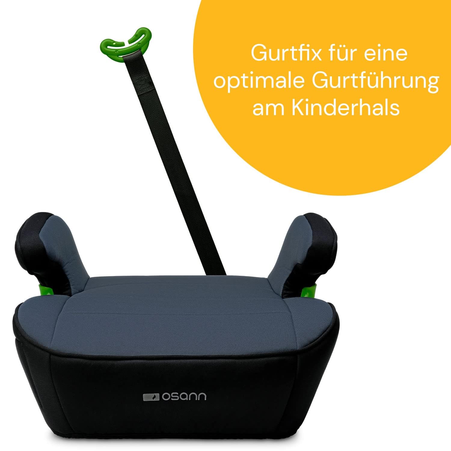 Osann Junior 2er Set Sitzerhöhung Auto Kinder ohne Isofix | • Sitzschale Kinder 126-150 cm ca. 15 - 36 kg, i-Size Sitzerhöhung ab 6 Jahre, extra weich, bequem & sicher – Nero