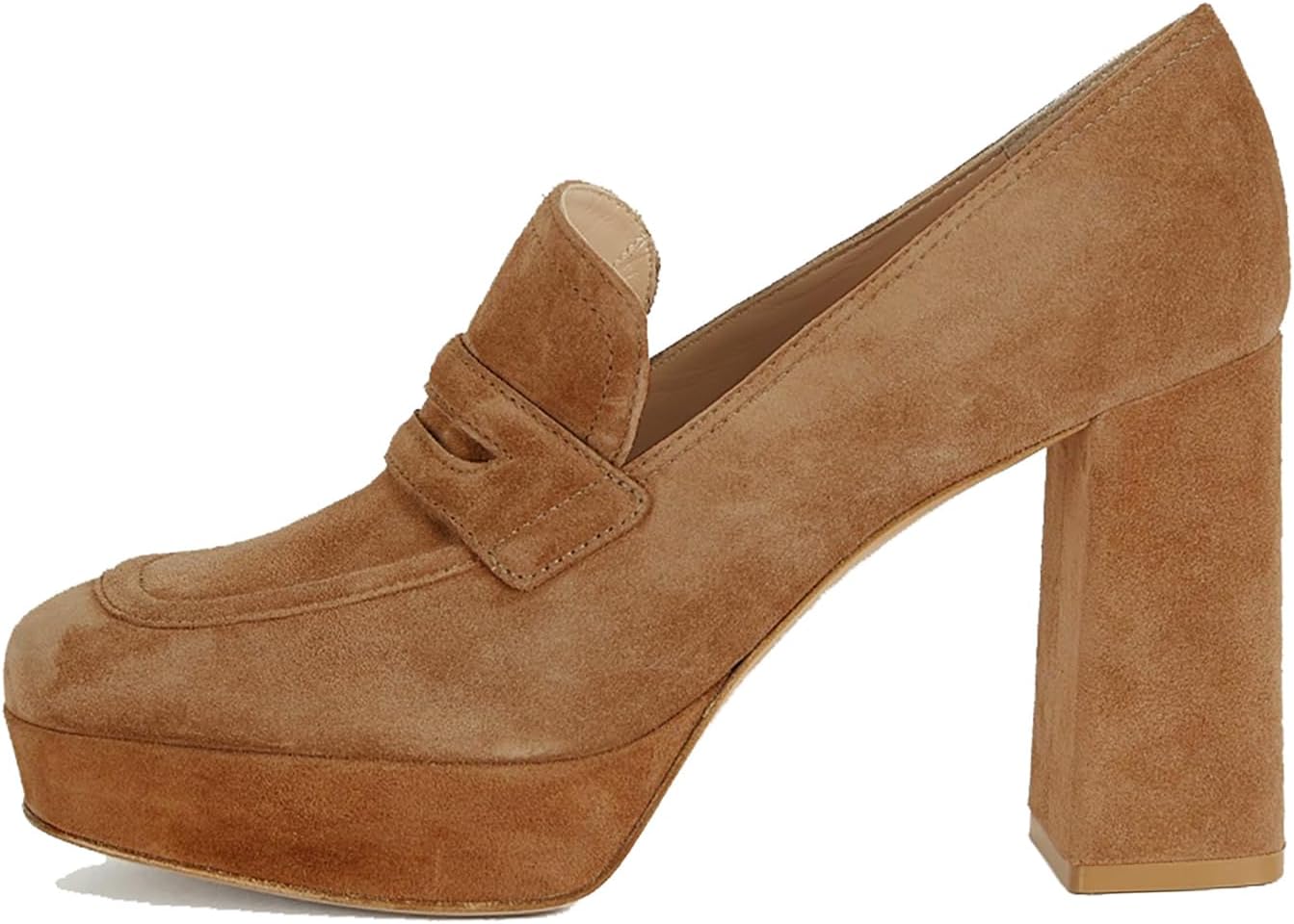Women Chunky High Heel - Suede Platform Comfort