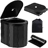 Foldable Camping Toilet Portable Potty Loo - Collapsible Toilet for Camping, Picnic, Fishing, Travel and Van Life, Outdoor Bucket with Lid and 30 Trash Bags