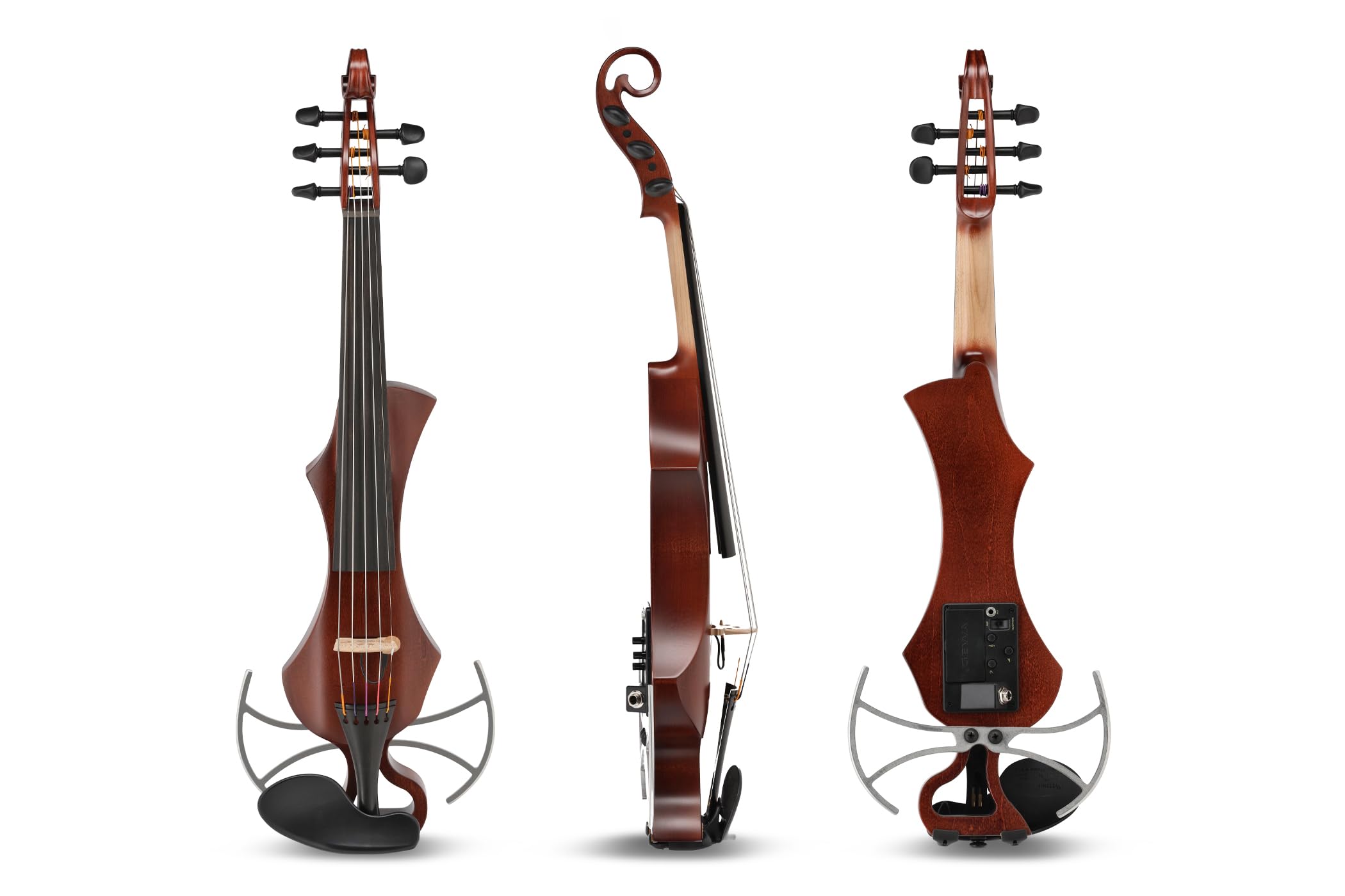 Violino elettrico GEWA, violino elettronico, Novita 3.0 rosso-marrone con adattatore per poggiaspalla, 5 corde