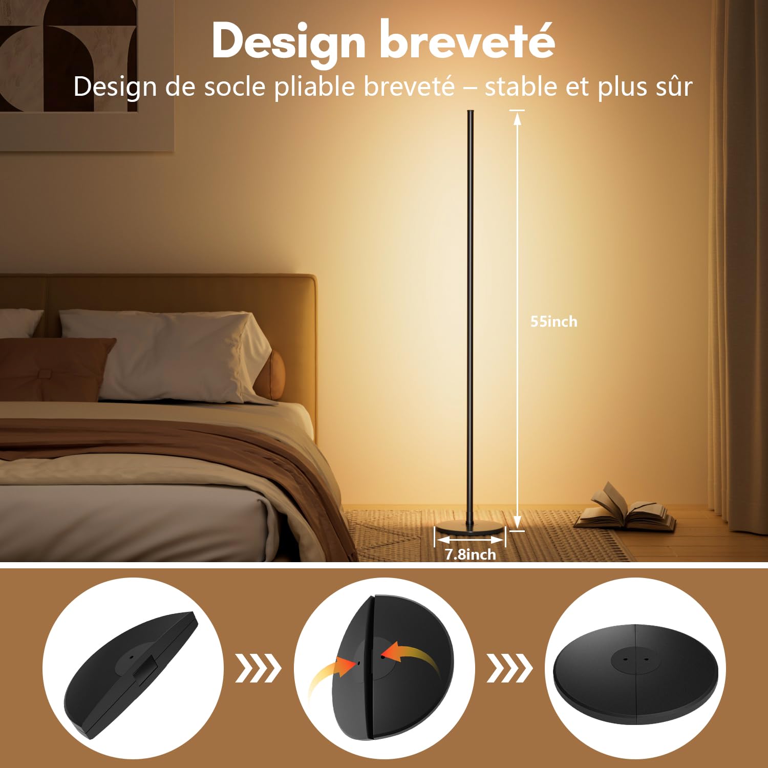 Keepsmile La lampada da terra LED RGB IC, intelligente e collegata, è inoltre dotata di un telecomando. Questa lampada da terra per soggiorno ha 172 LED ed è adatta sia per soggiorno che per cam