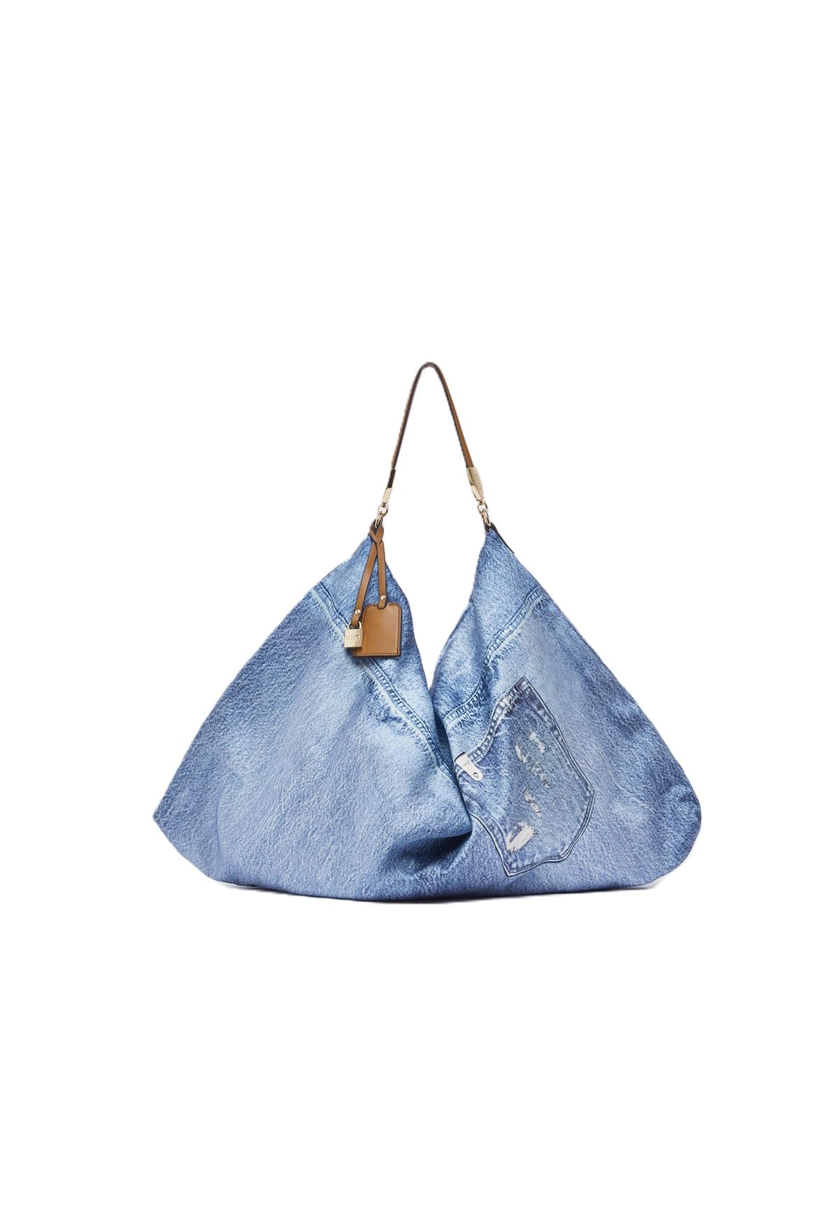 Liu Jo Borsa a Spalla Media Denim Blu, Chiusura con Cerniera, Manico Singolo, 58 x 38 x 5 cm, Poliuretano