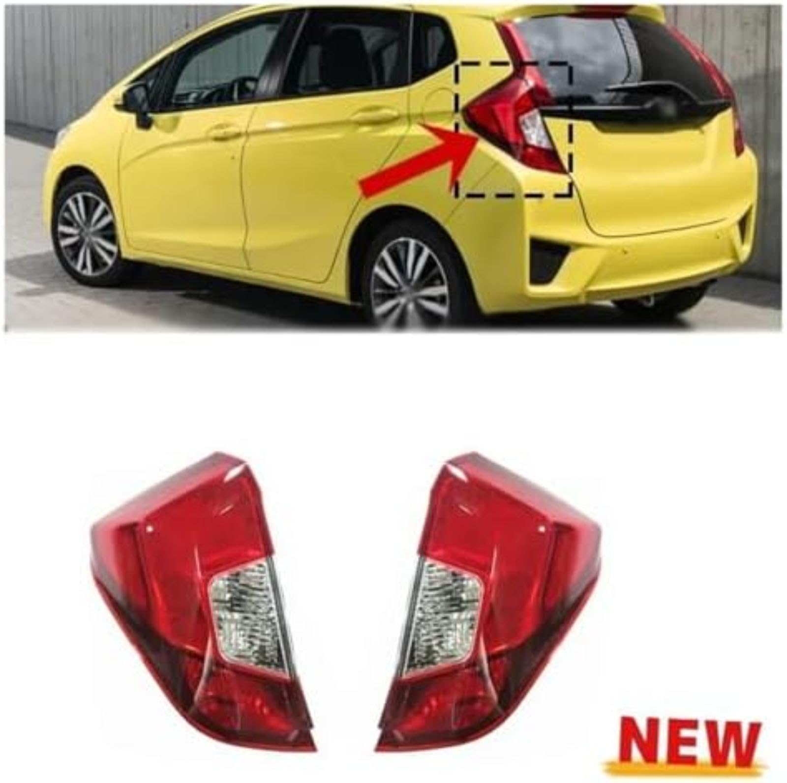 Riflettore paraurti posteriore Lampada posteriore per auto Indicatore di direzione automatico Gruppo fanale posteriore senza lampadina, per JAZZ, per Hatchback 2014-2016 (Only right)