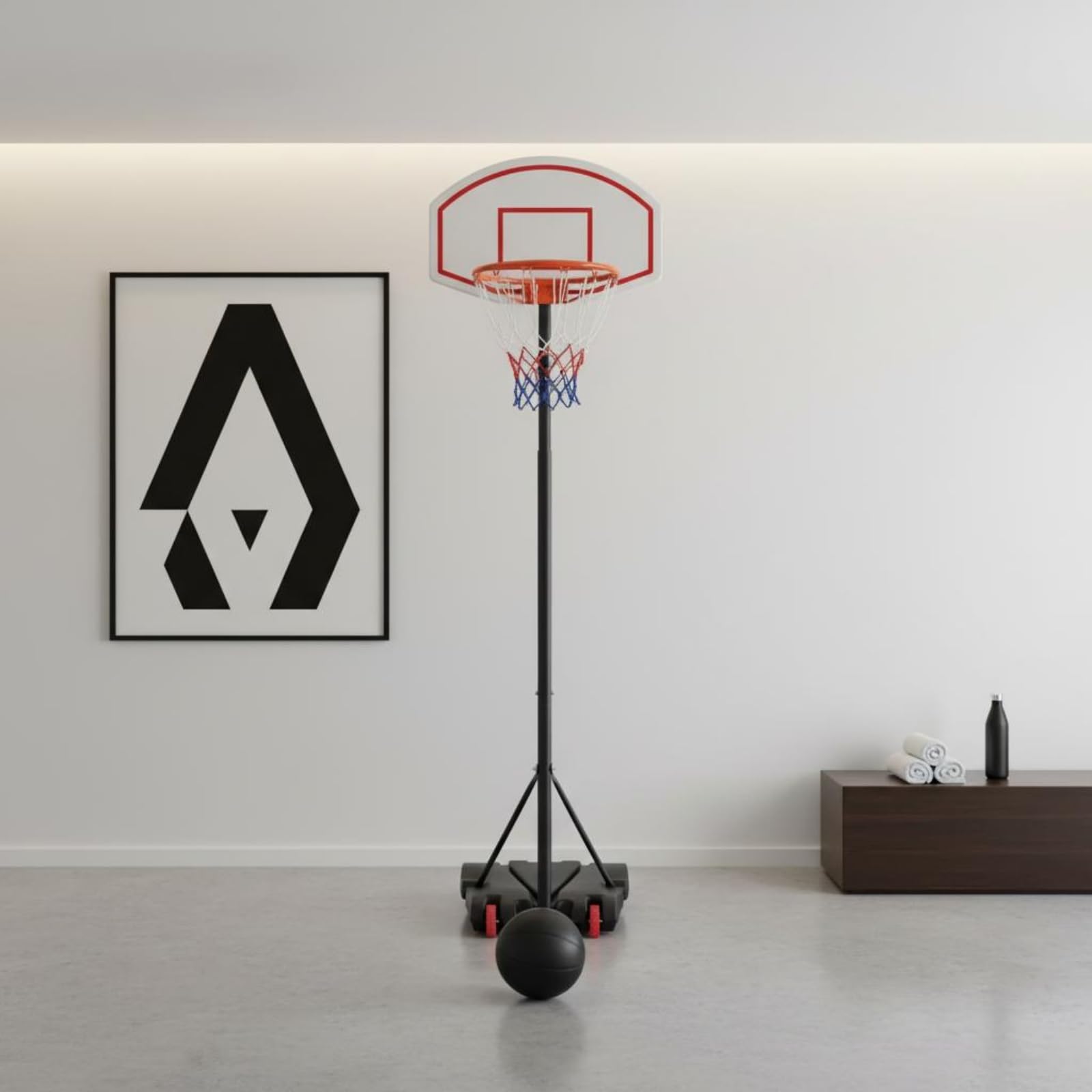 Canasta Pie Ajustable Interior y Exterior Canasta Baloncesto r Resistente para Niños, Adultos
