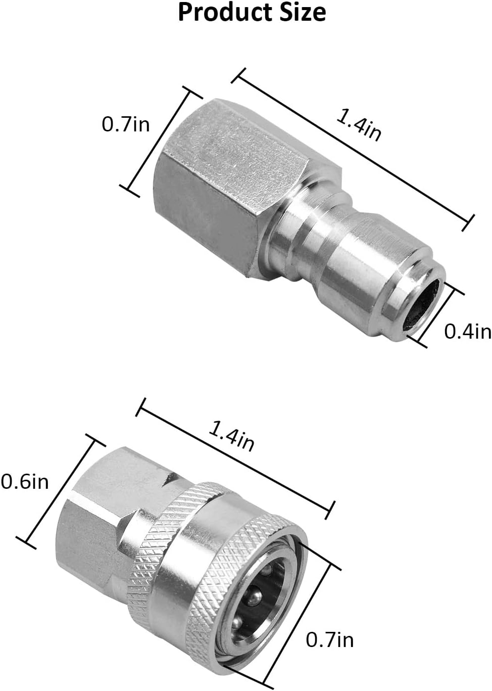𝟐𝟎𝟐𝟒 𝐍𝐞𝐰 NPT 3/8 Inch Stainless Steel Male and Female Quick Connector Kit, Pressure Washer Adapters Hose Quick Connector Internal Thread 8 Sets