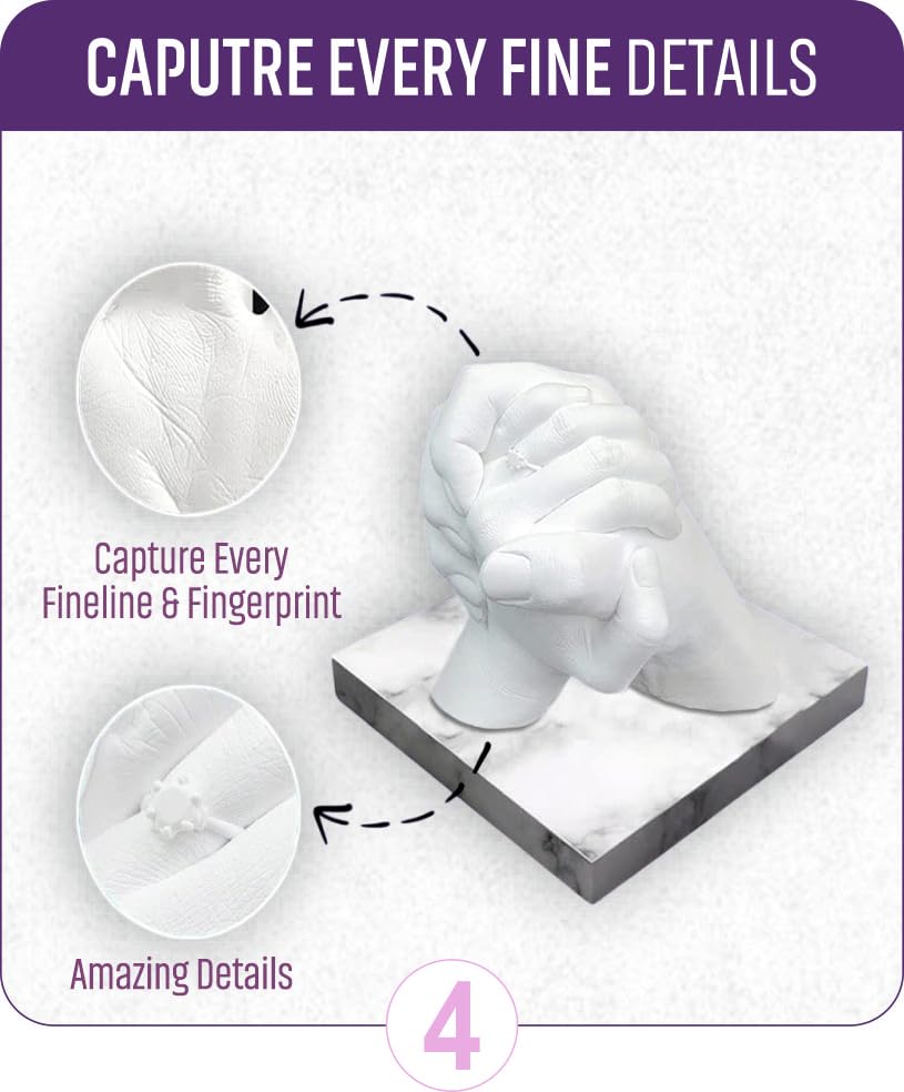 Image of FASTO BOND Hand Casting Kit - for Couples, Baby, Husband, Parents, Spacial Anniversary, Birthday Gift, 3D Moulding Powder for Hand, Foot, Molding (Couple KIT)