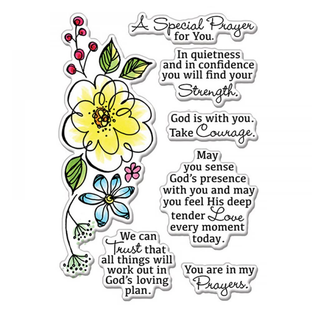 Flowers Stamps for Card Making DIY Scrapbooking God is with You take Courage Words Phrase Stamps for Paper Crafting Arts Crafts Clear Rubber Stamping Stamps Scrapbooking Supplies Album Decor