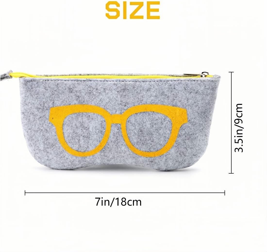 5 Pack Soft Felt Zipper Eyeglasses Bag – Portable Glasses Case, Sunglasses Pouch, Gift for Men/Women - Image 2